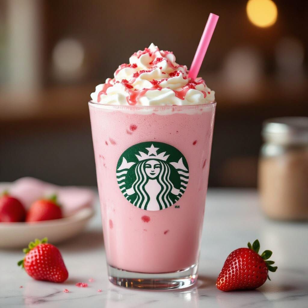 Pastel Pink Starbucks Drink with Edible Straw