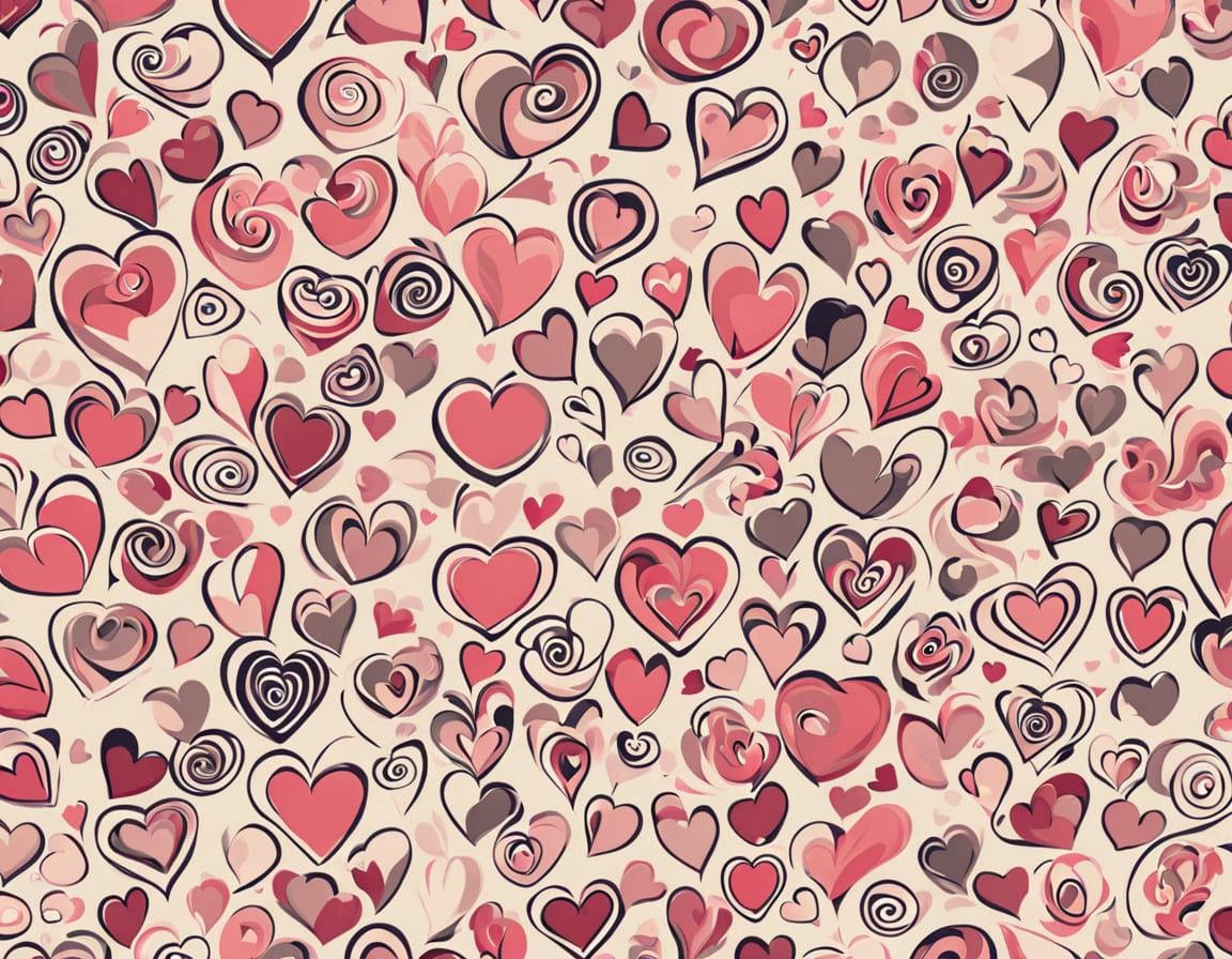Whimsical Heart Pattern in Abstract Art Style