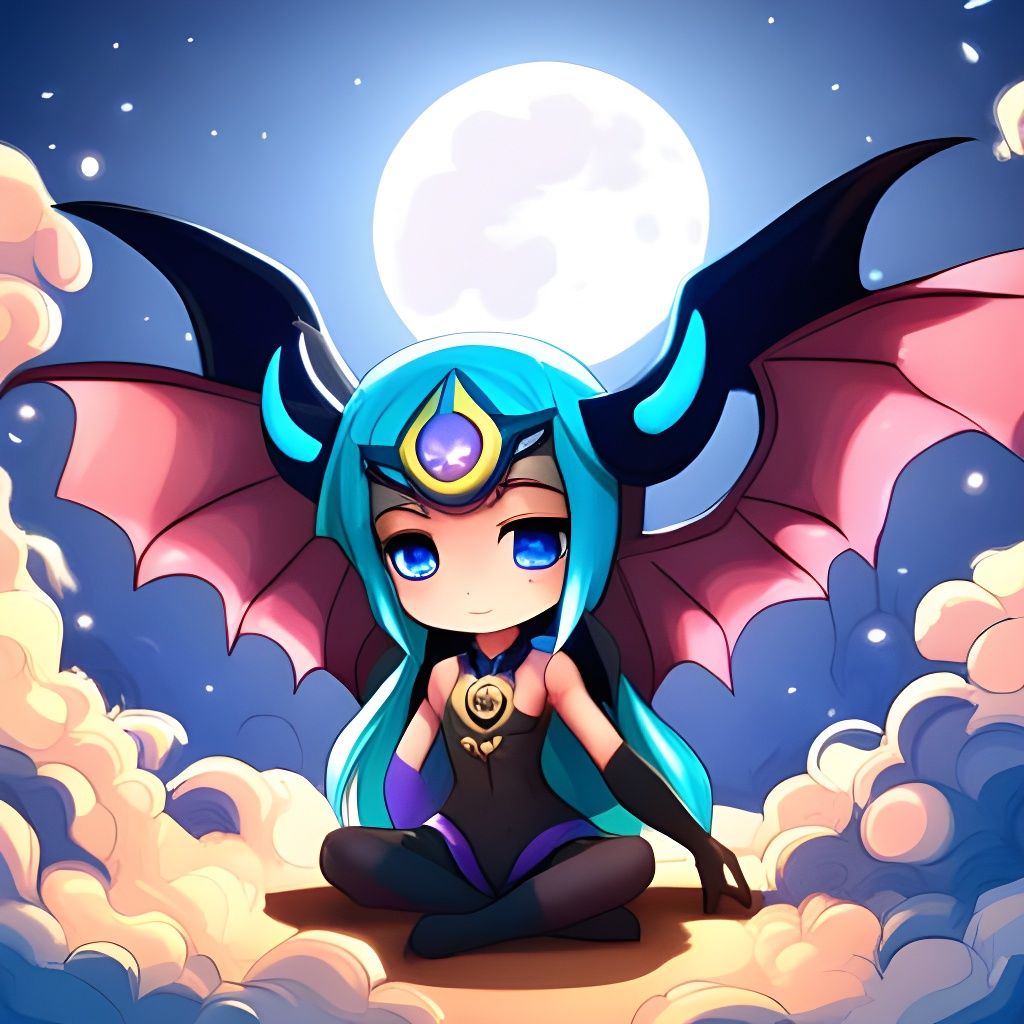 Chibi Lunala Bat Character in 3D Illustration