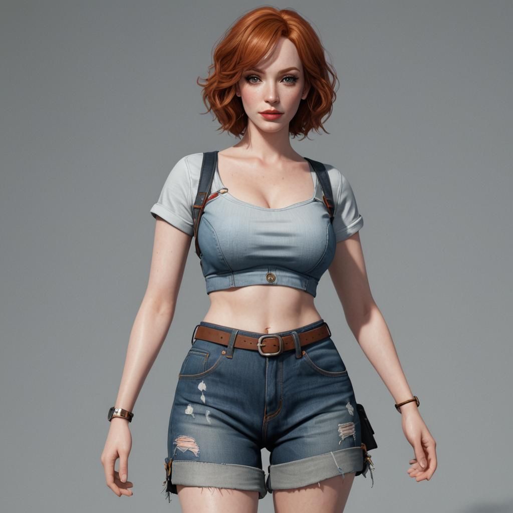 Christina Hendricks in Jean Shorts: 3D Anime Art