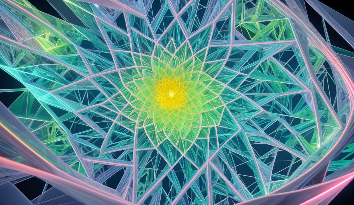 Futuristic Neon Lotus Flower Digital Art