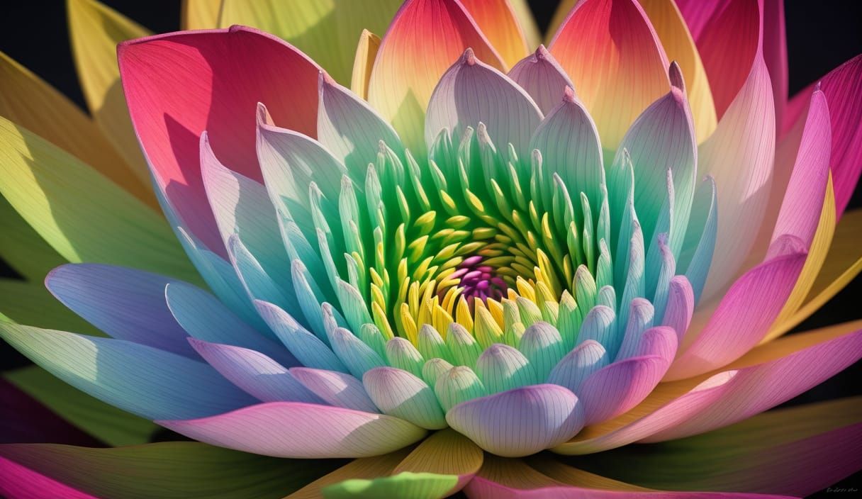 Digital Lotus in Pastel Colors: A Surrealist Macro Photograp...