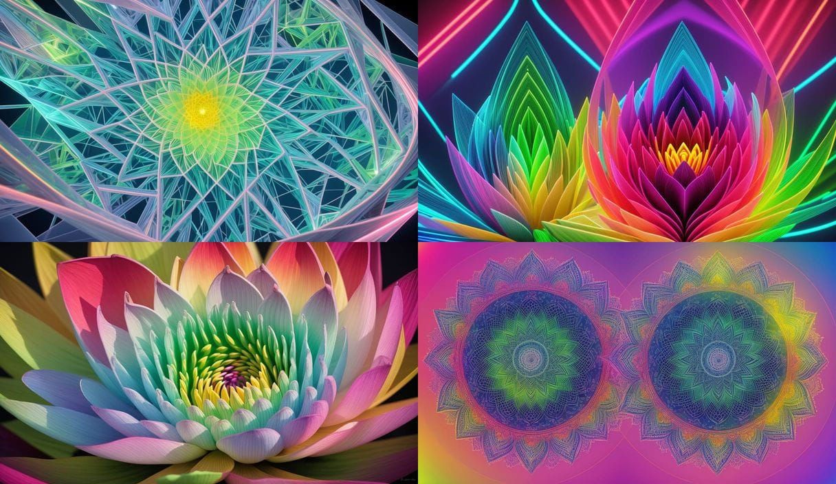 Digital Lotus Flower of Luminous Triangles