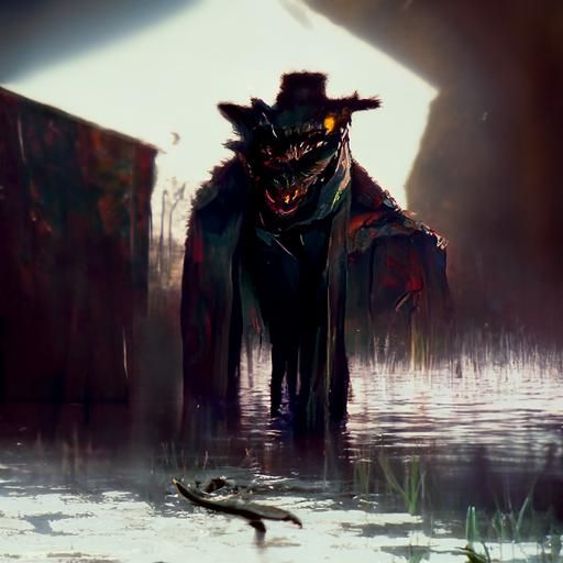 Sinister Crocodile Man by Rutkowski Style