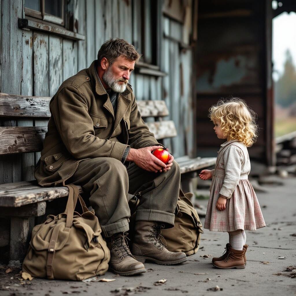 Post-War Russian Man Meets Young Girl at Train Station