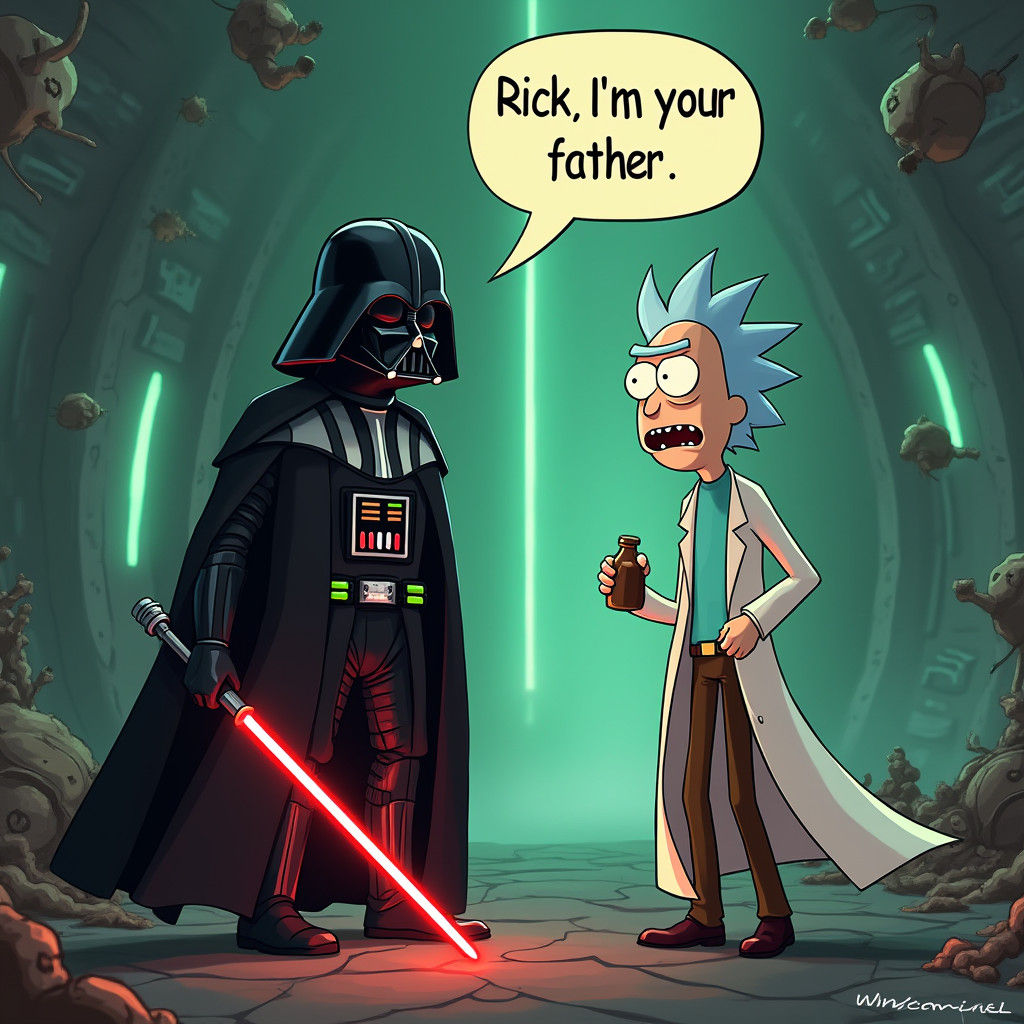 Darth Vader Meets Rick Sanchez in Sci-Fi Scene