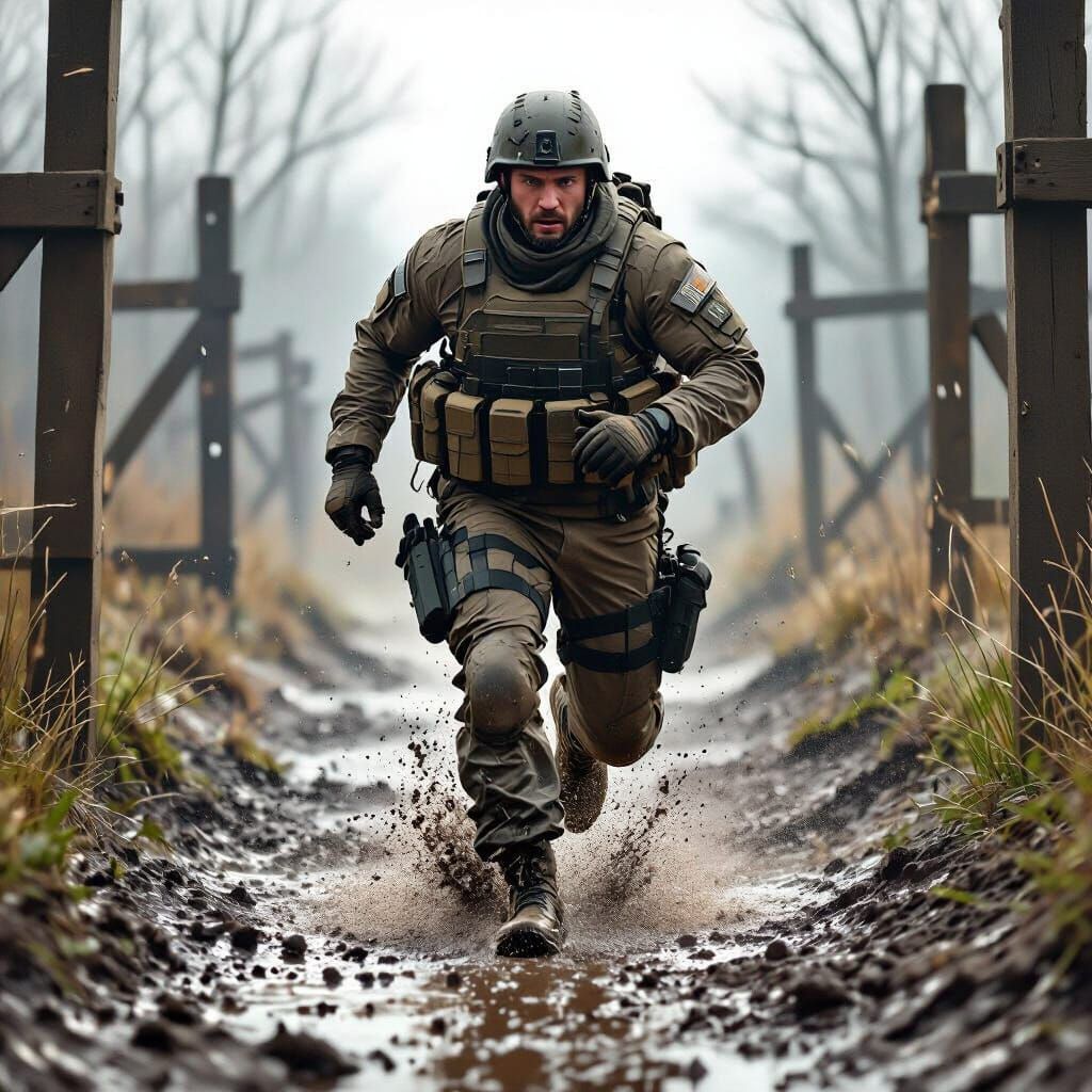 Soldier Runs Obstacle Course in Sci-Fi Style