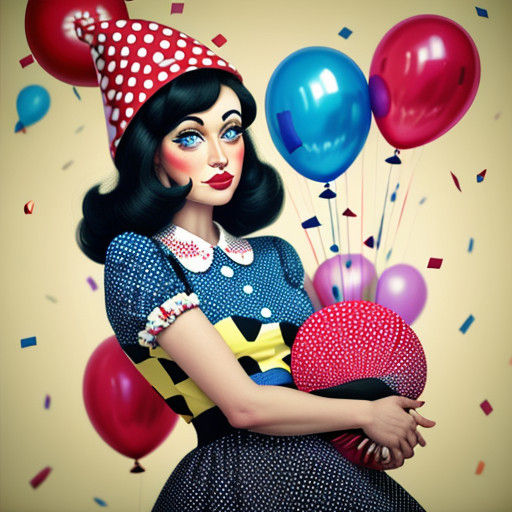 Celebratory Pinup in Whimsical Hyperrealism