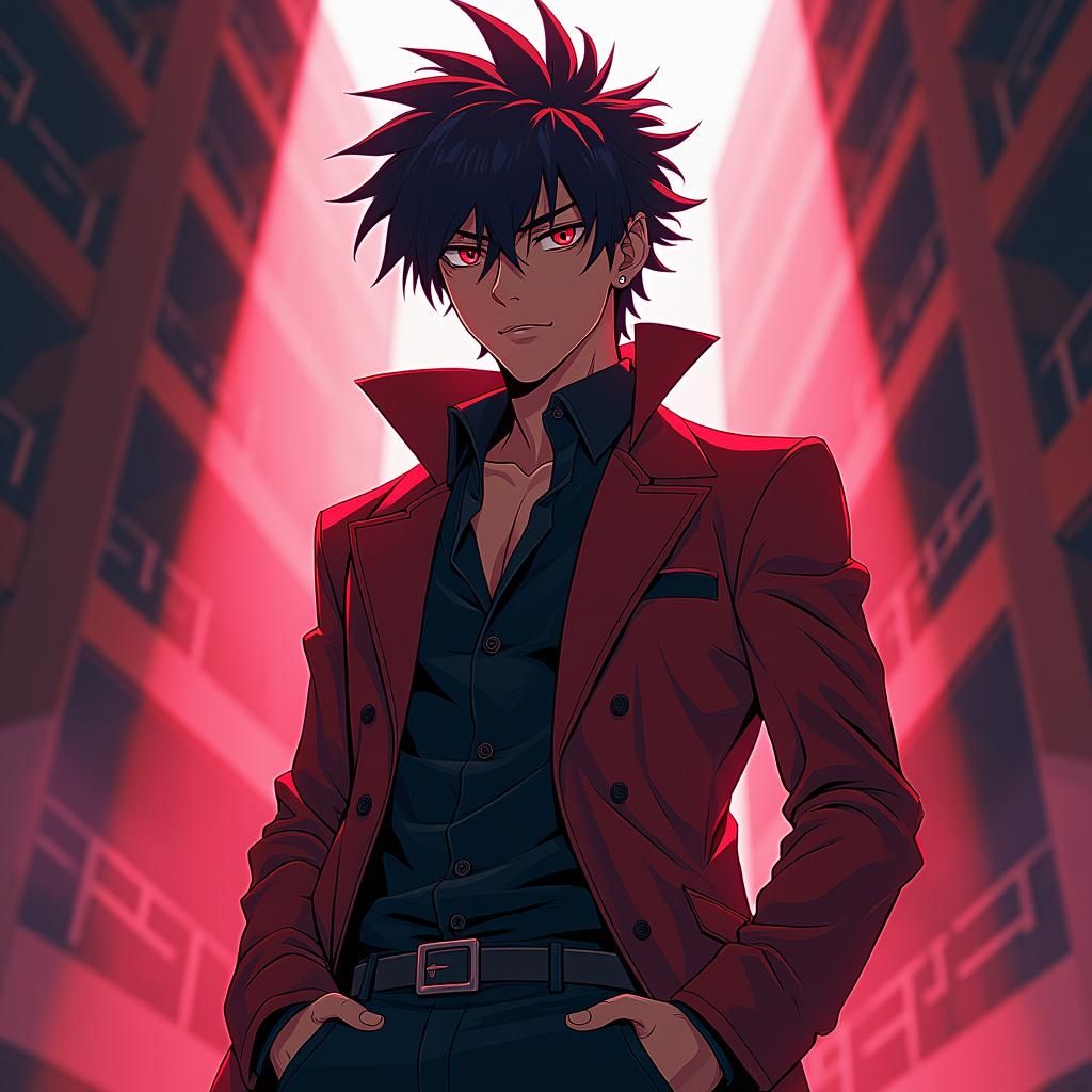 Handsome Boy in Anime Style with Dynamic Shading