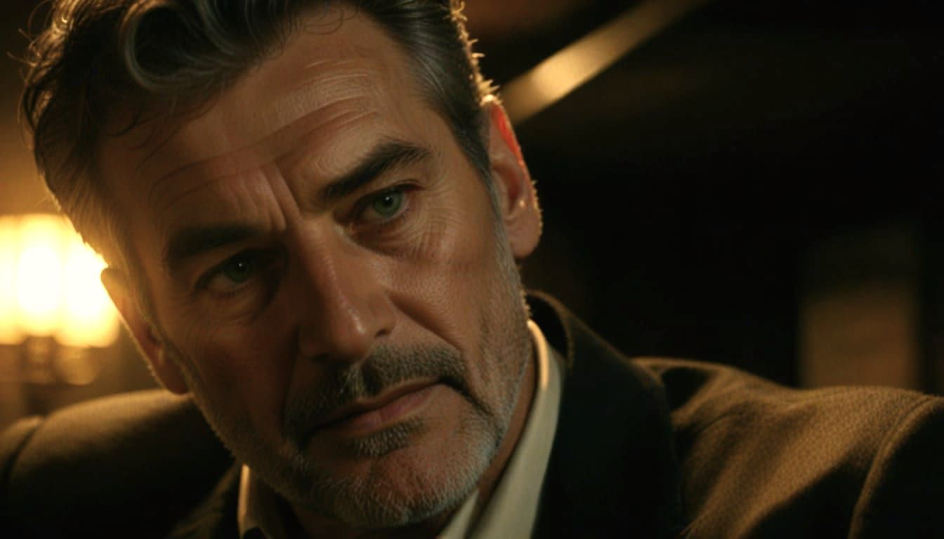 Elegant Gentleman with Flowing Grey Hair and Emerald Eyes