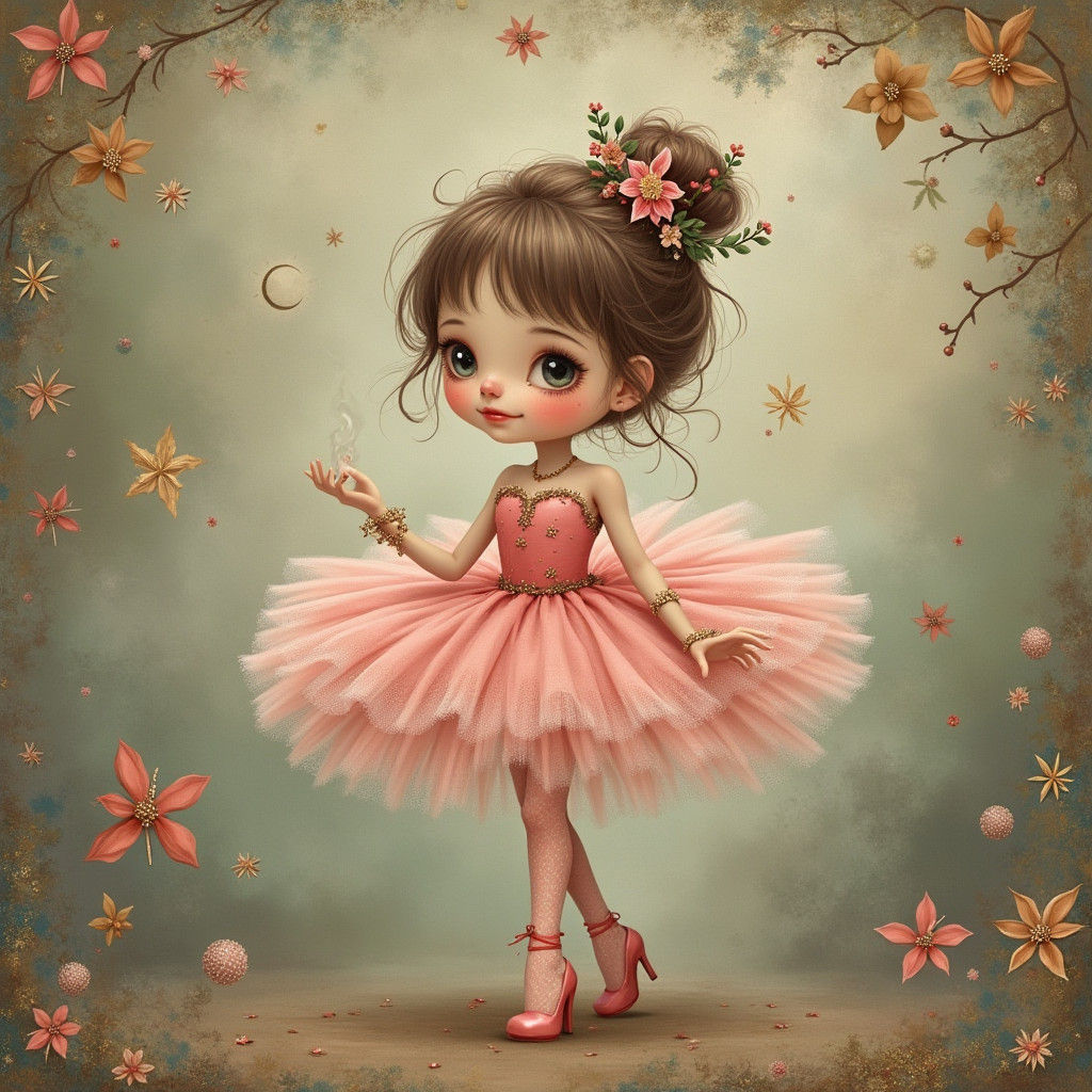 Quirky Christmas Ballerina in Gothic Fairy-Tale Style