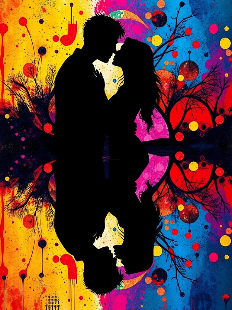 A mirror reflection.