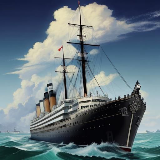 Sinking Titanic: Sad Couple in Anime Style