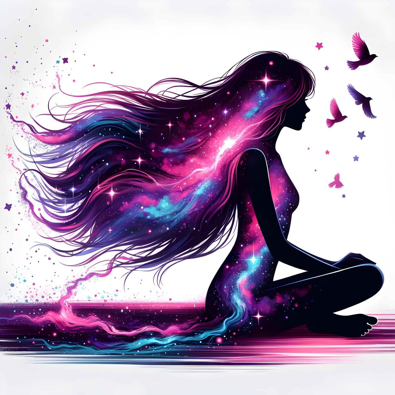 Cosmic Goddess Seated in Harmony