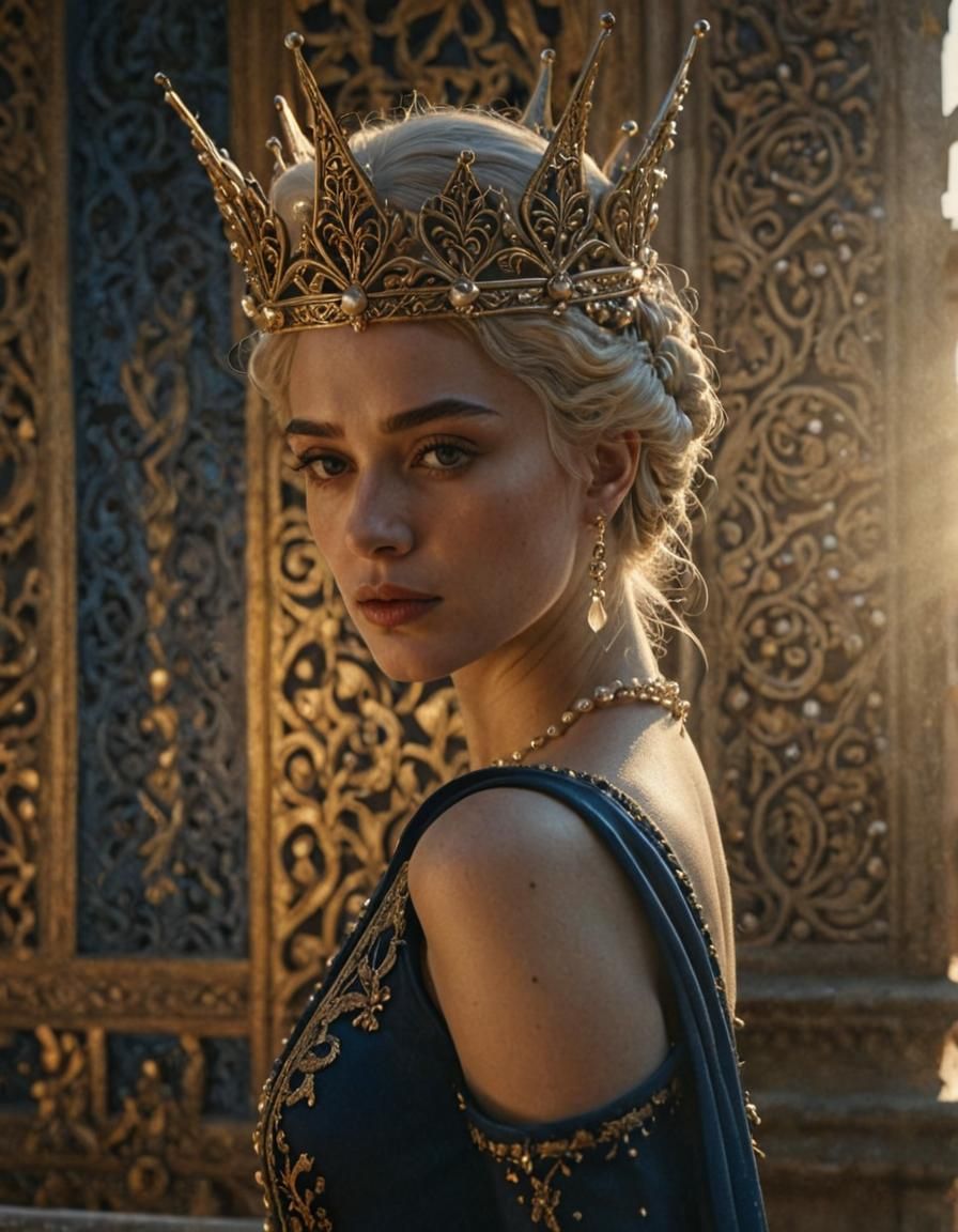 Medieval Queen on Balcony in Game of Thrones Style