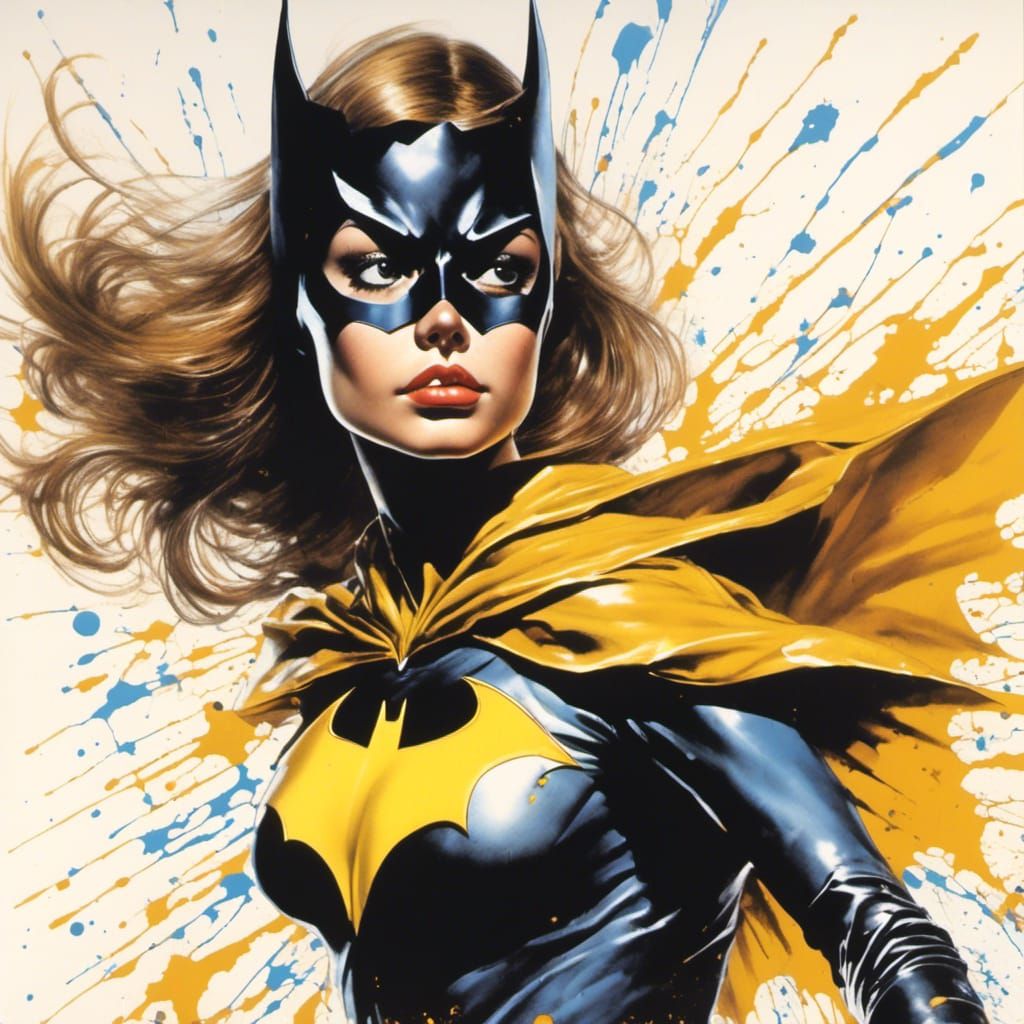 Batgirl Splash Art Portrait in Boris Vallejo Style