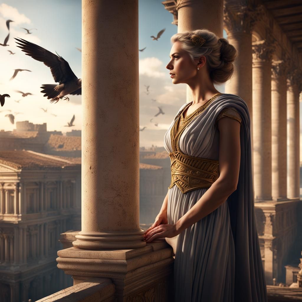 Ancient Roman Princess Overlooking Rome