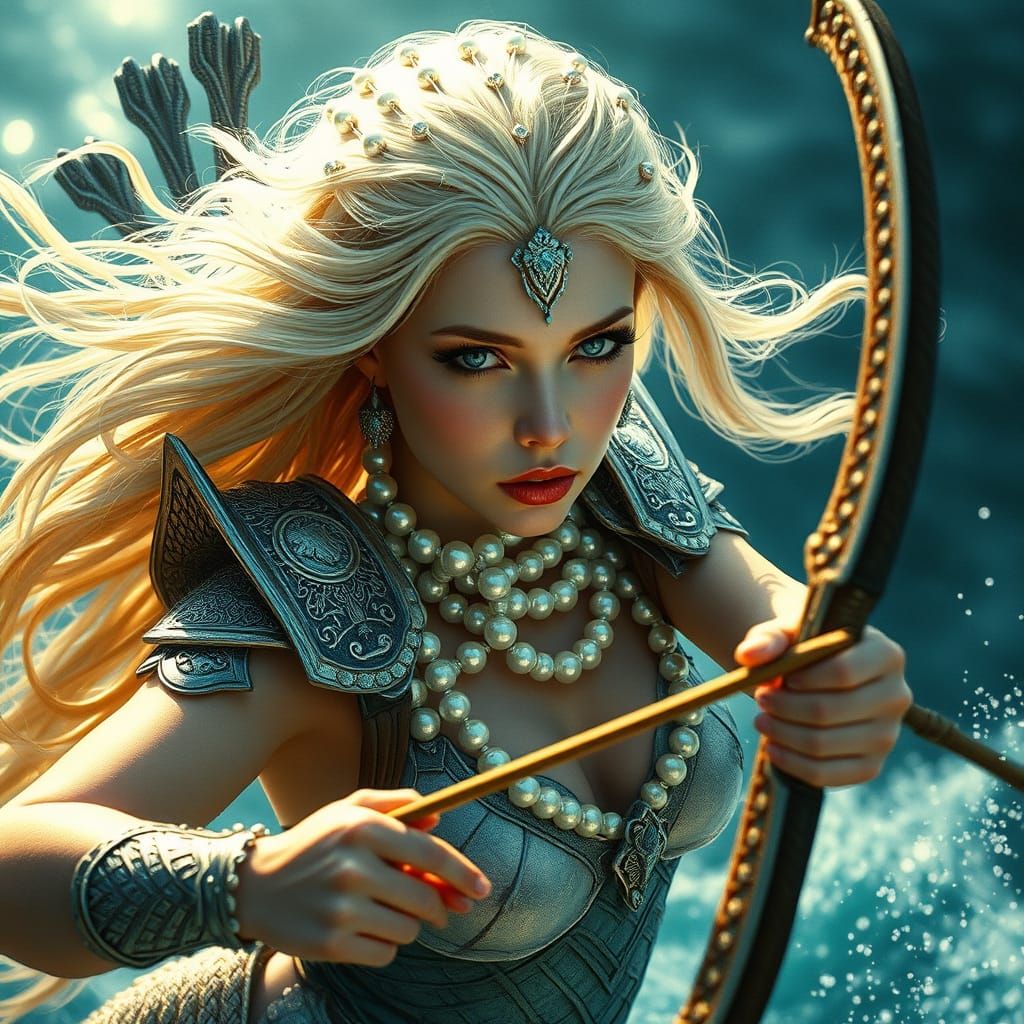 Epic Mermaid Warrior with Pearl Armor