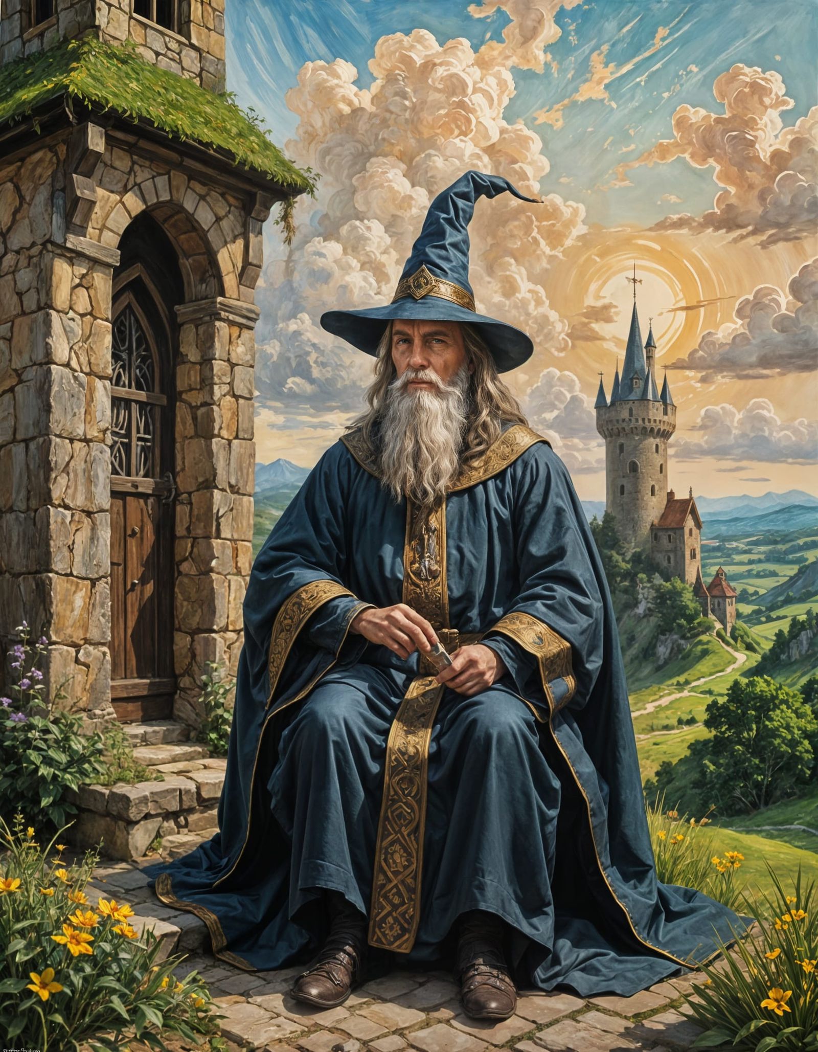 Wizard Portrait in High Fantasy Oil Painting Style