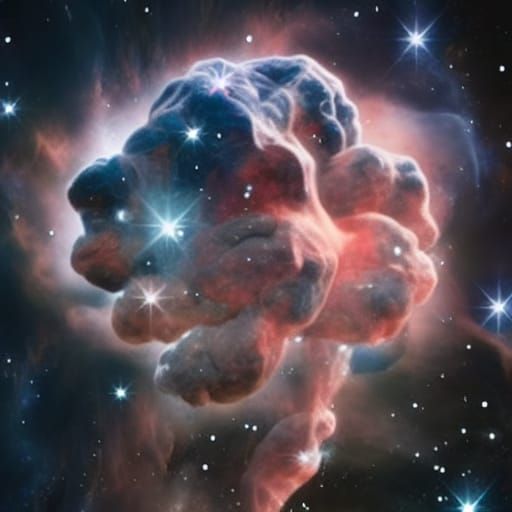 Brain Filled with Galaxies in CGI Style