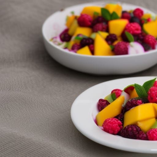 Raspberry and Mango Salad: Professional Photography