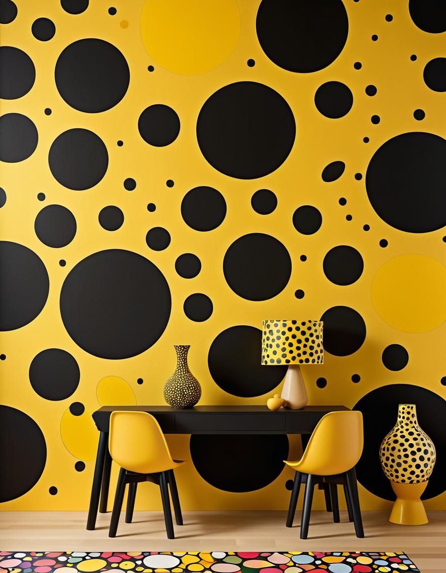 Black and Yellow Wall in Anime Dark Fantasy Style