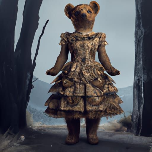Teddy Bear Design Dress: Digital Matte Painting