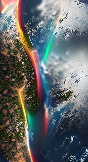 Rainbow Atmosphere Concept Art of Earth From Space