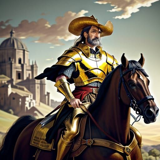 Baroque Painting of Don Quixote on Horseback
