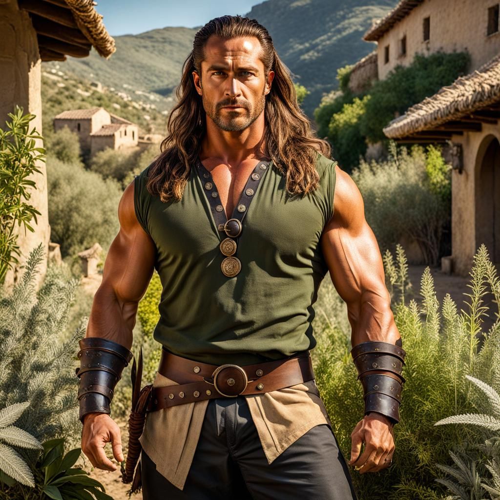 Battle Shaman with Herbs in Ancient Mediterranean Style