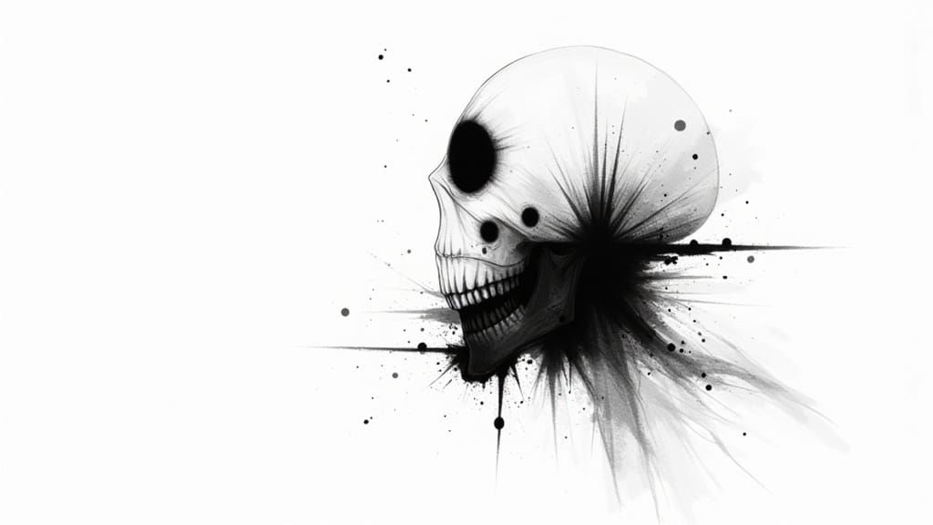 WWI Abstract Ink Drawing with Chiaroscuro Effect