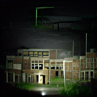 Ominous Abandoned School at Night