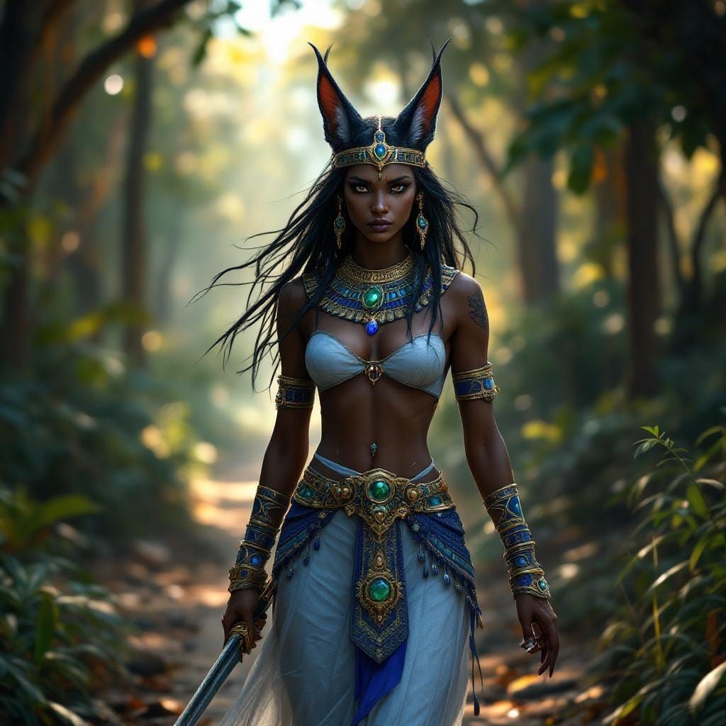 Egyptian Lynx Princess in Hyperrealistic Style