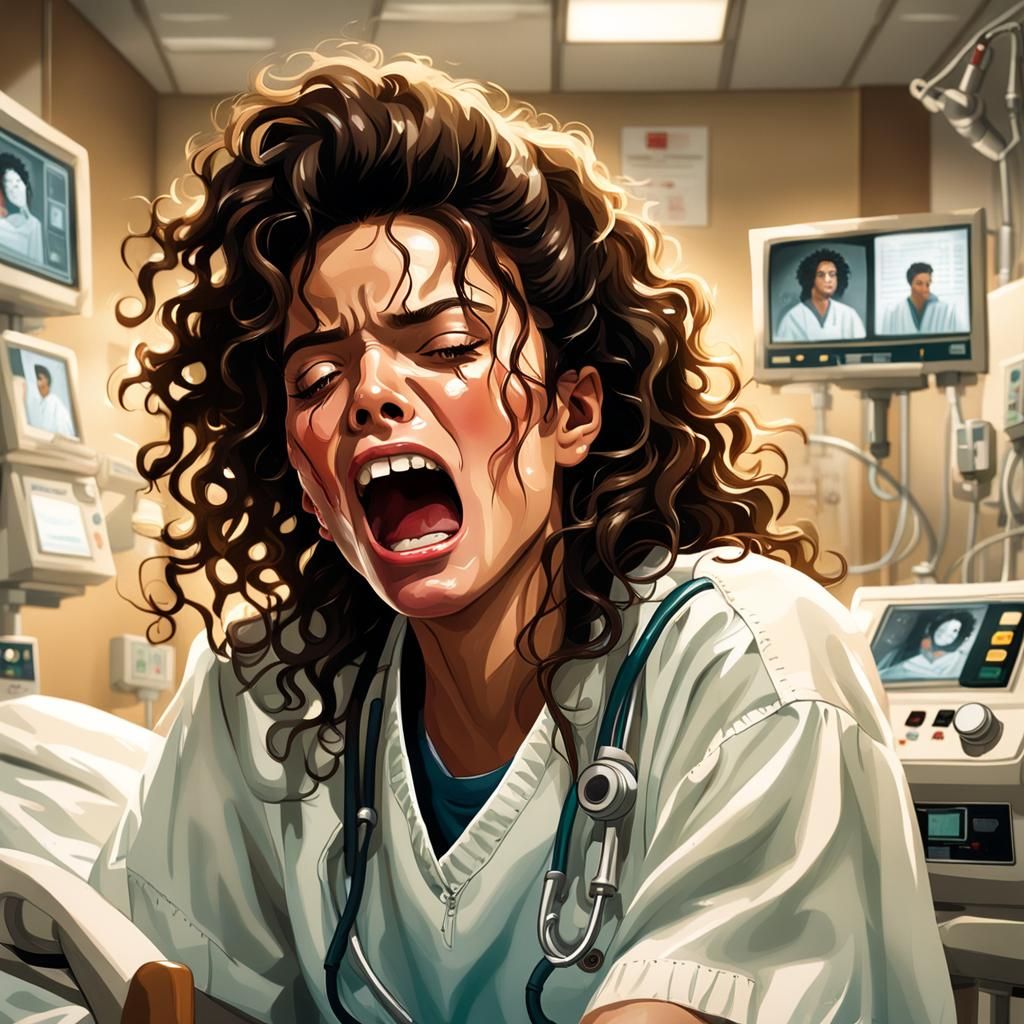 Teenage Girl's Hospital Room Terror: Photorealistic Close-Up