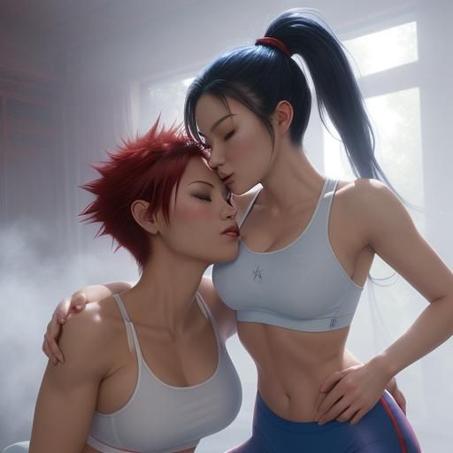 Two Women Kissing in Ethereal Fantasy Style