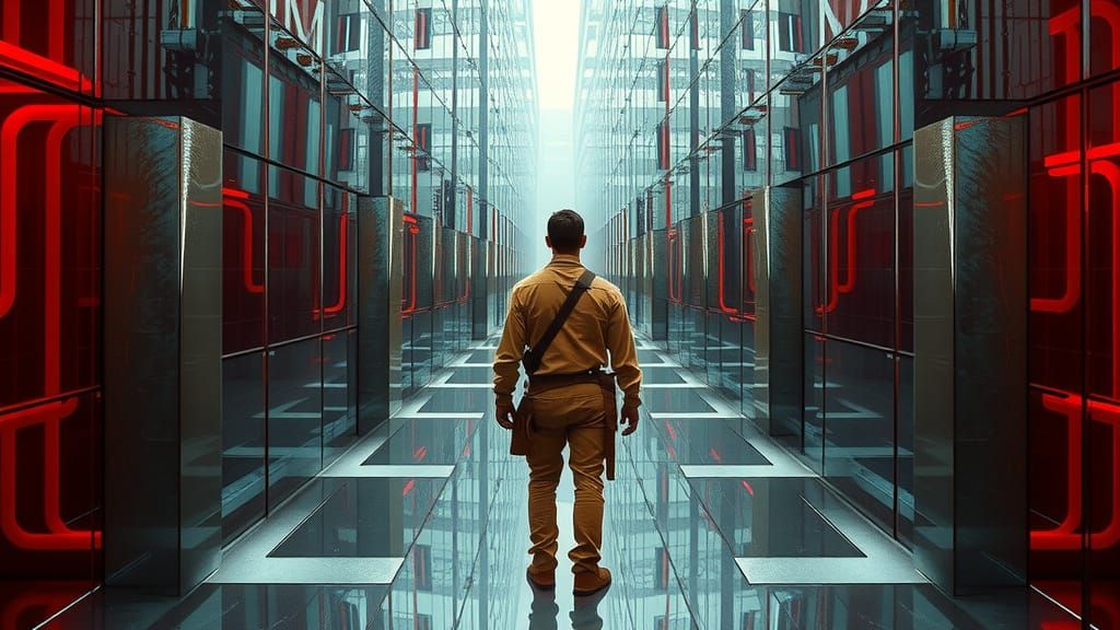 Man Lost in Infinite Mirror Maze