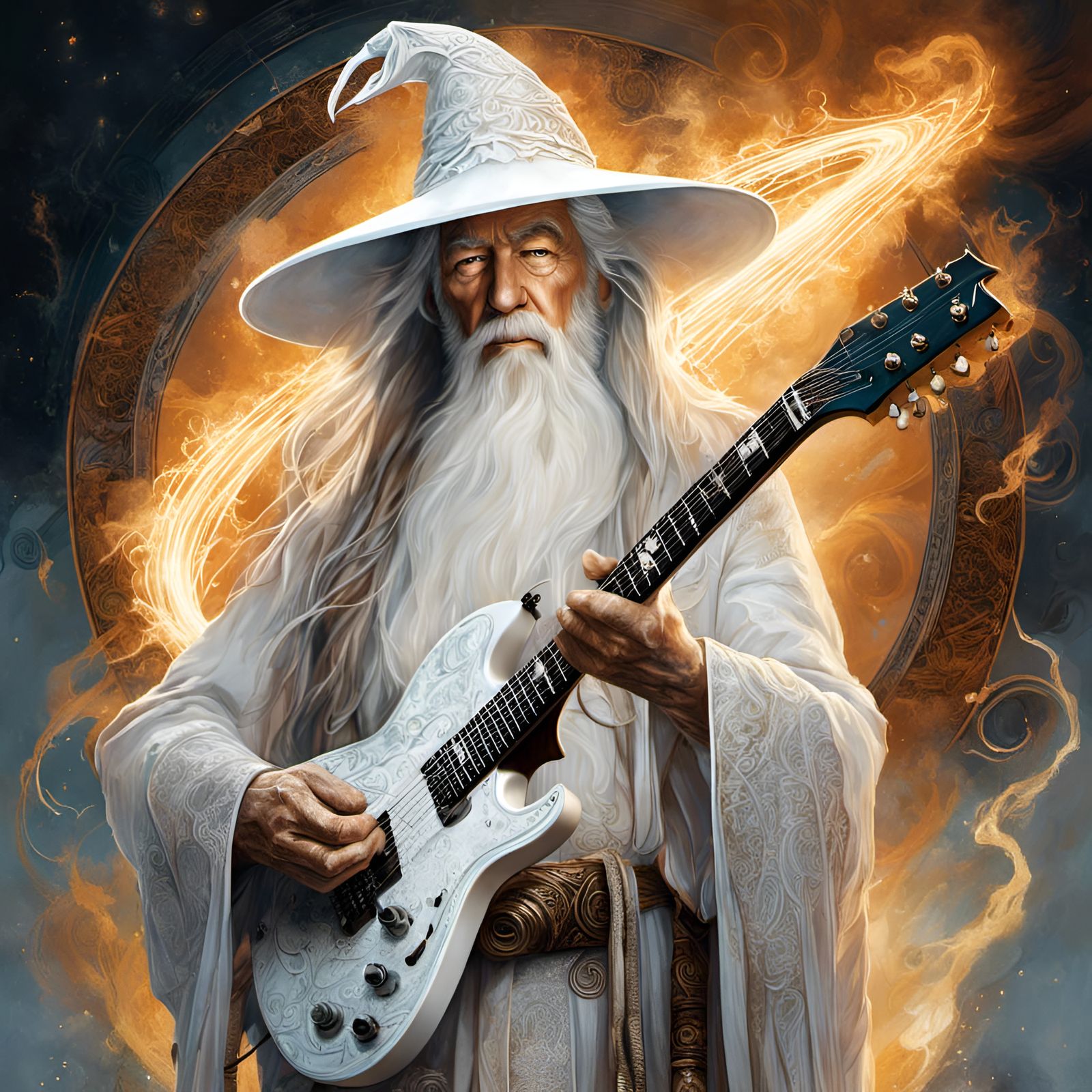 Gandalf as Rock Wizard with Electric Guitar