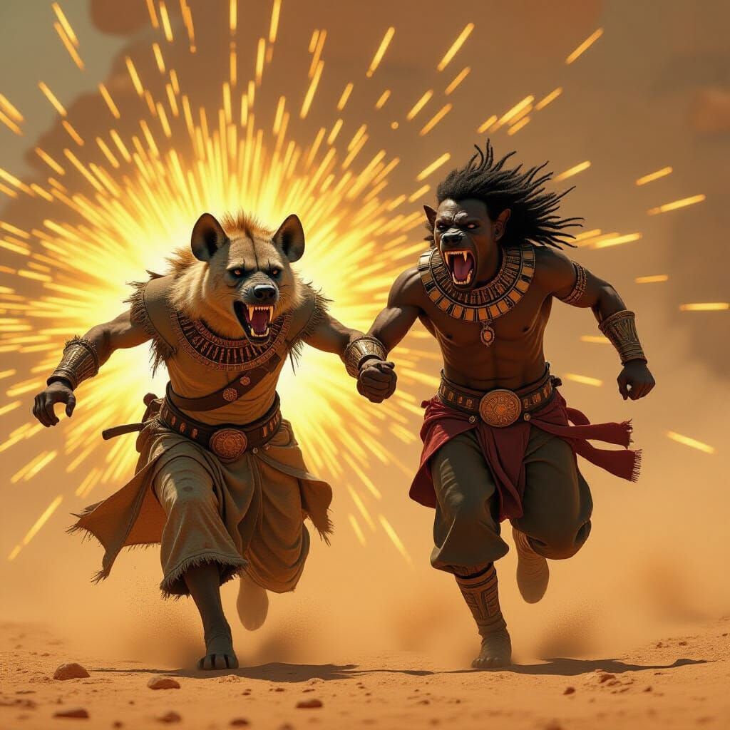 Hyena King and Roaring Warrior with Golden Soundwaves