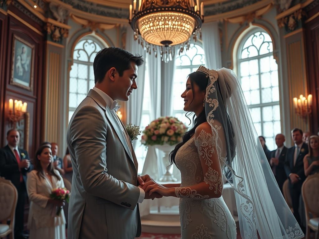 Bride and Groom's Opulent Wedding in Boris Vallejo Style