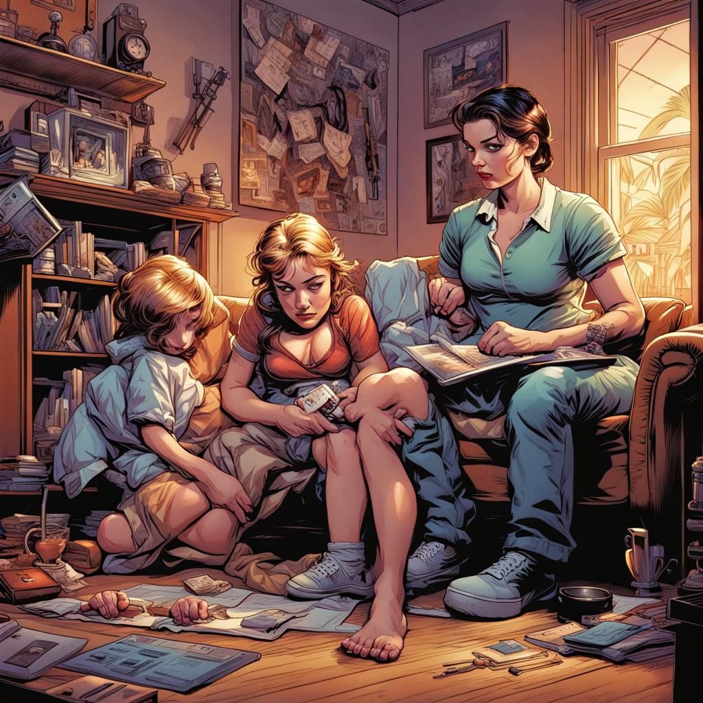Babysitter in Comic Book Art Style