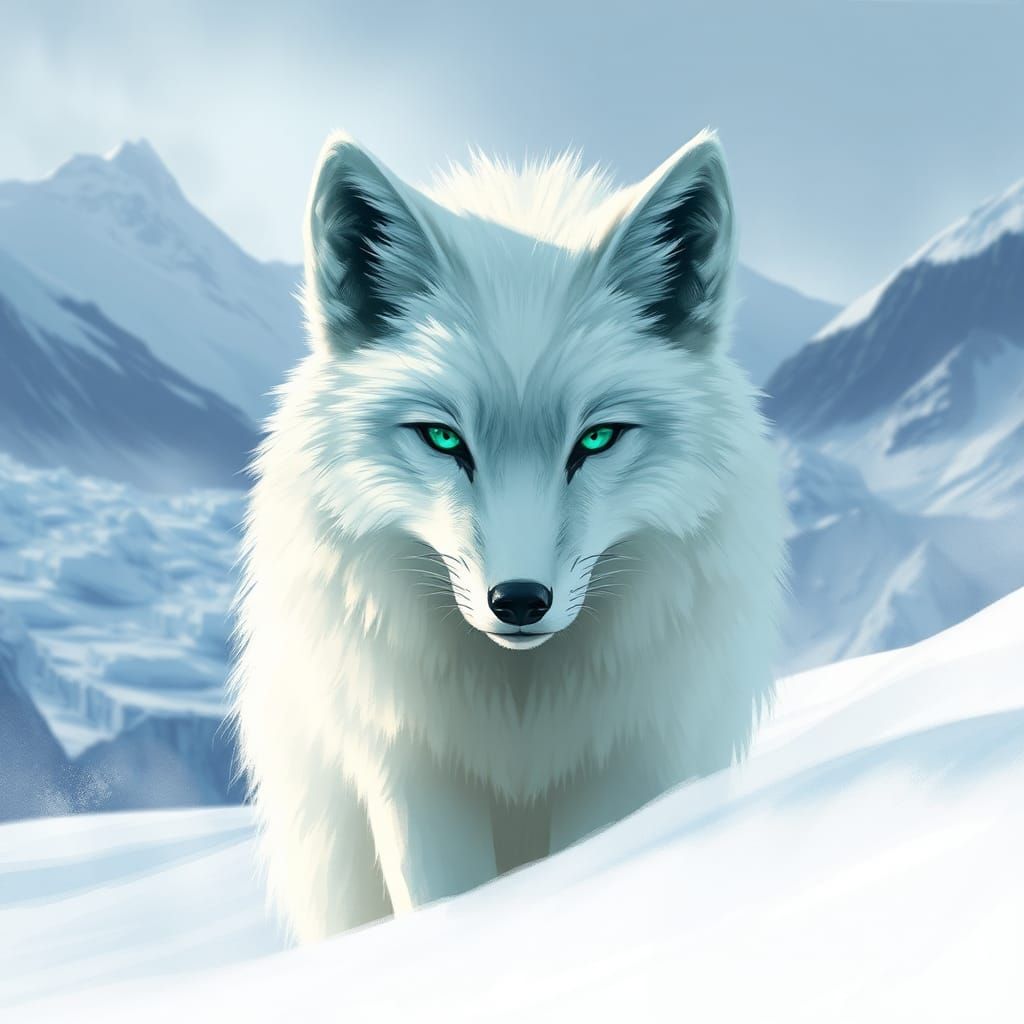 Arctic Ice Fox Digital Painting