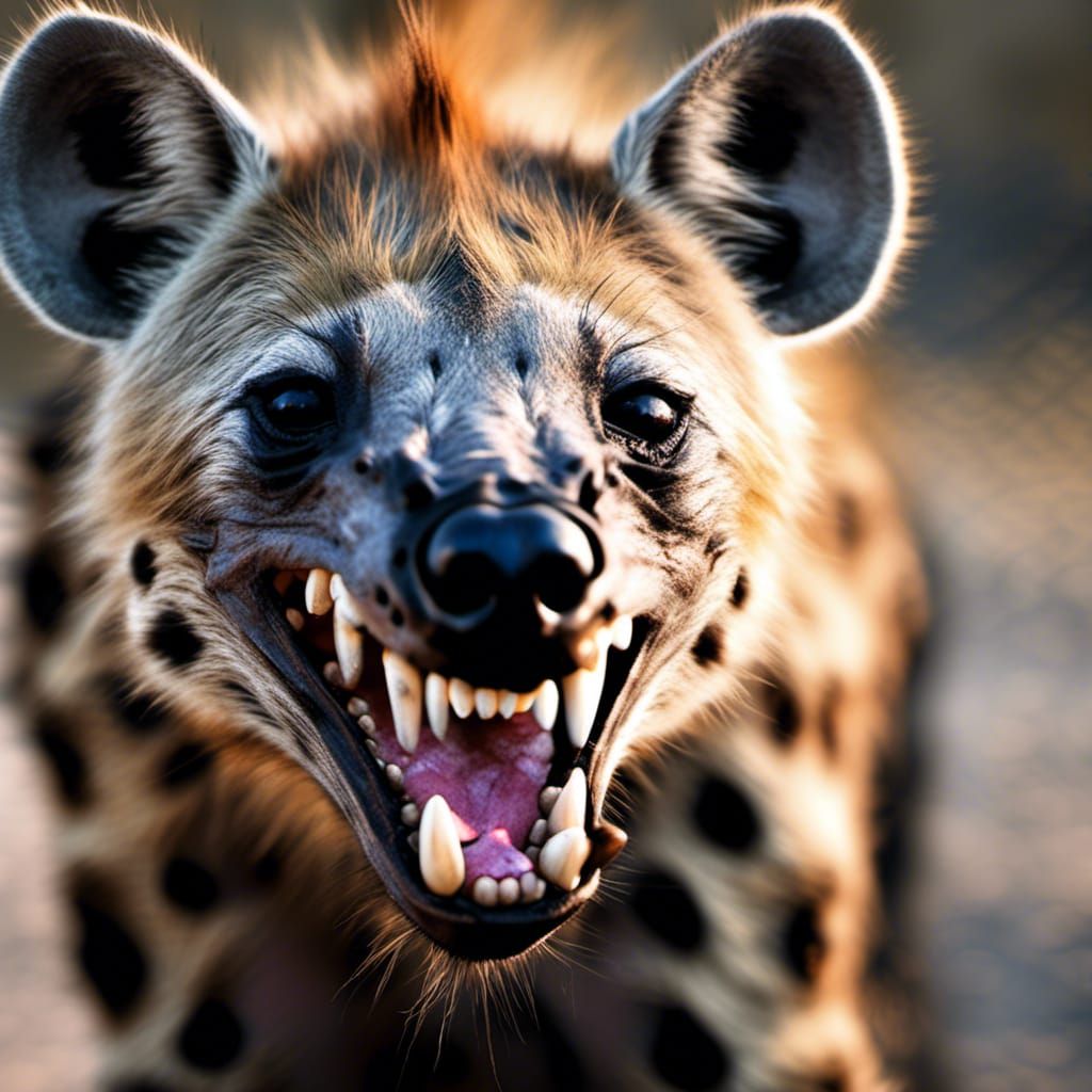 Realistic Hyena with Sharp Teeth in Photo Style