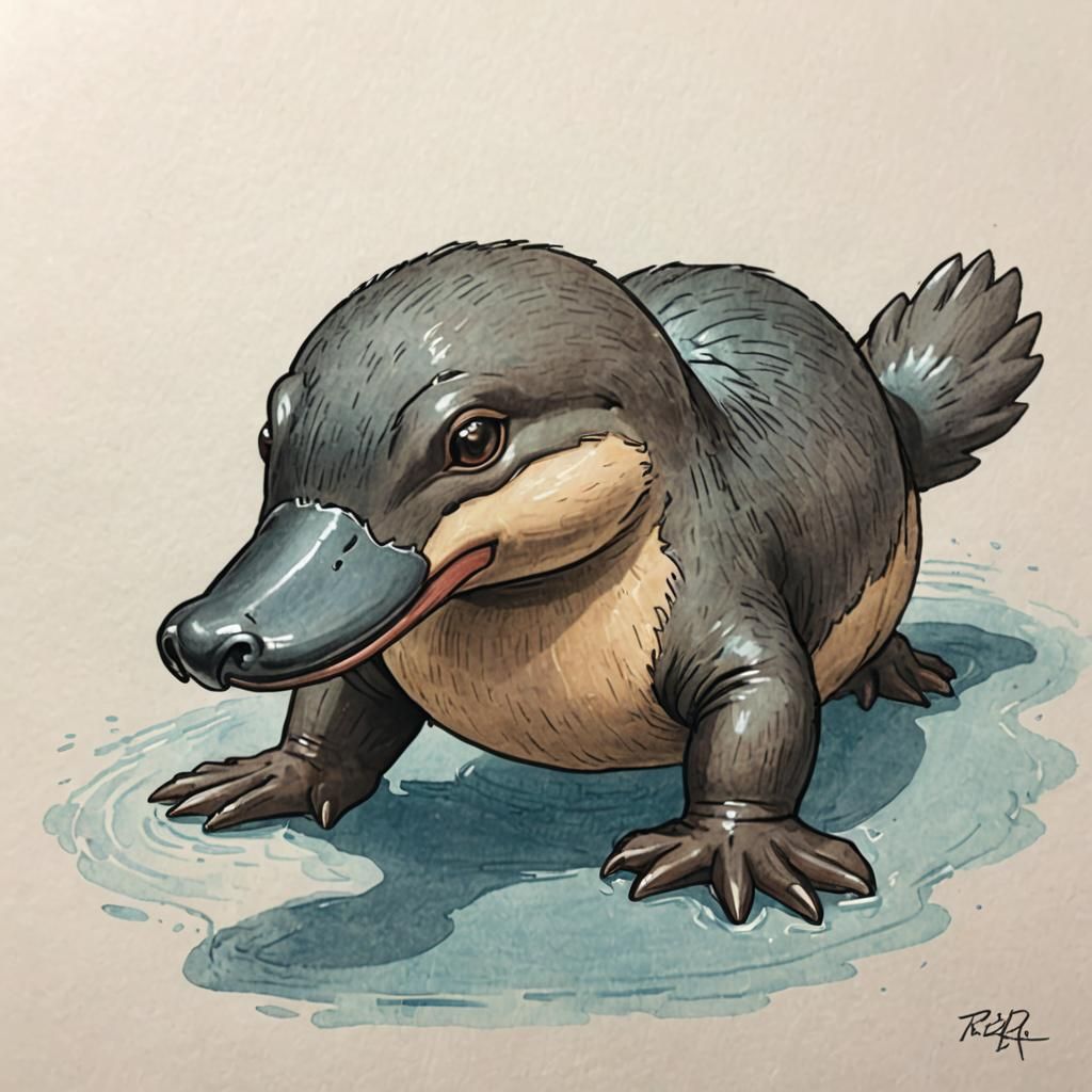 A platypus as drawn by Kagemaru Himeno