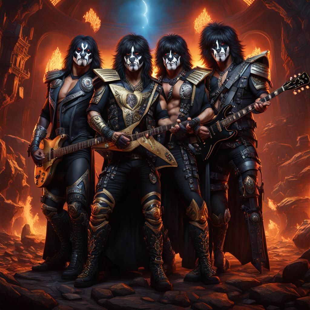 KISS as Rottweilers: Detailed Matte Painting