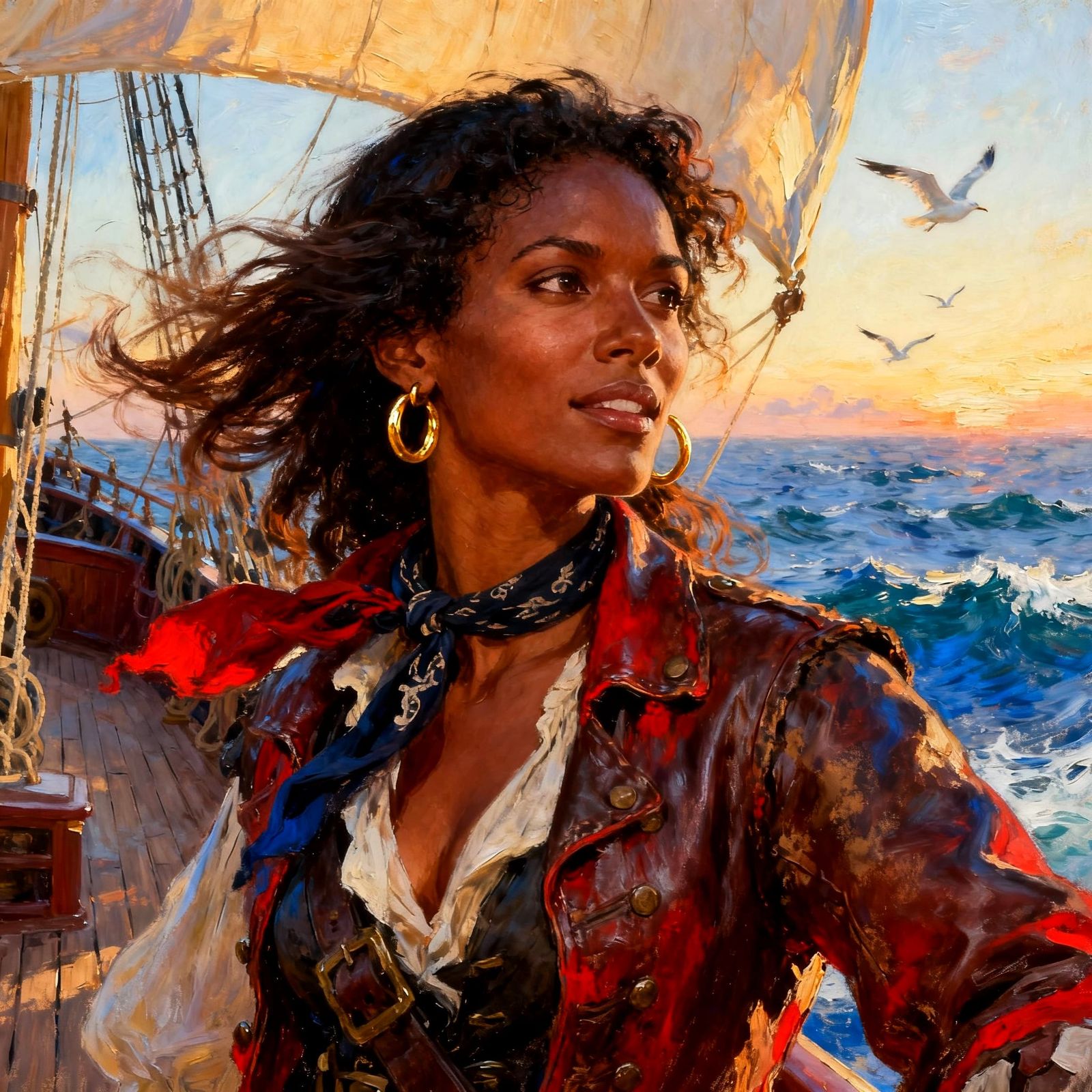 Winslow Homer Inspired Pirate Queen Oil Portrait