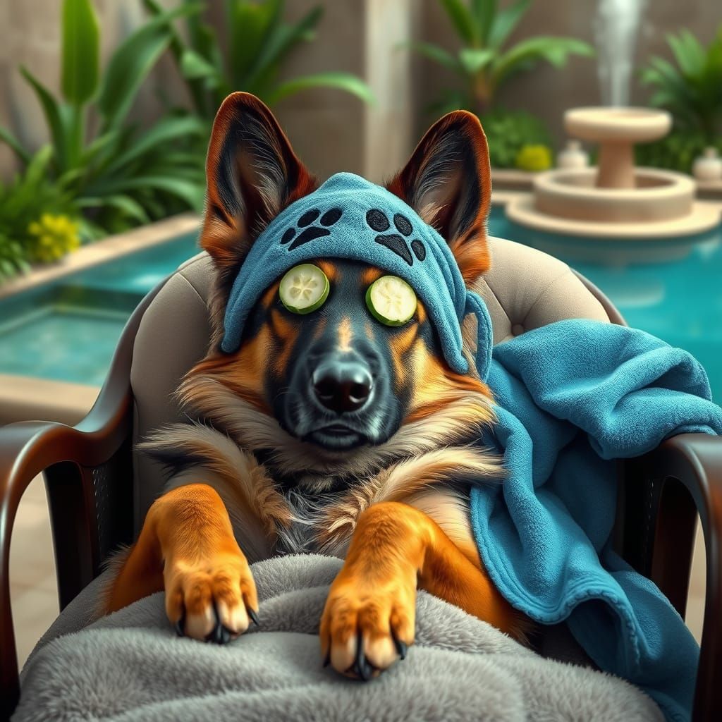 German Shepherd Relaxation in Fantasy Concept Art