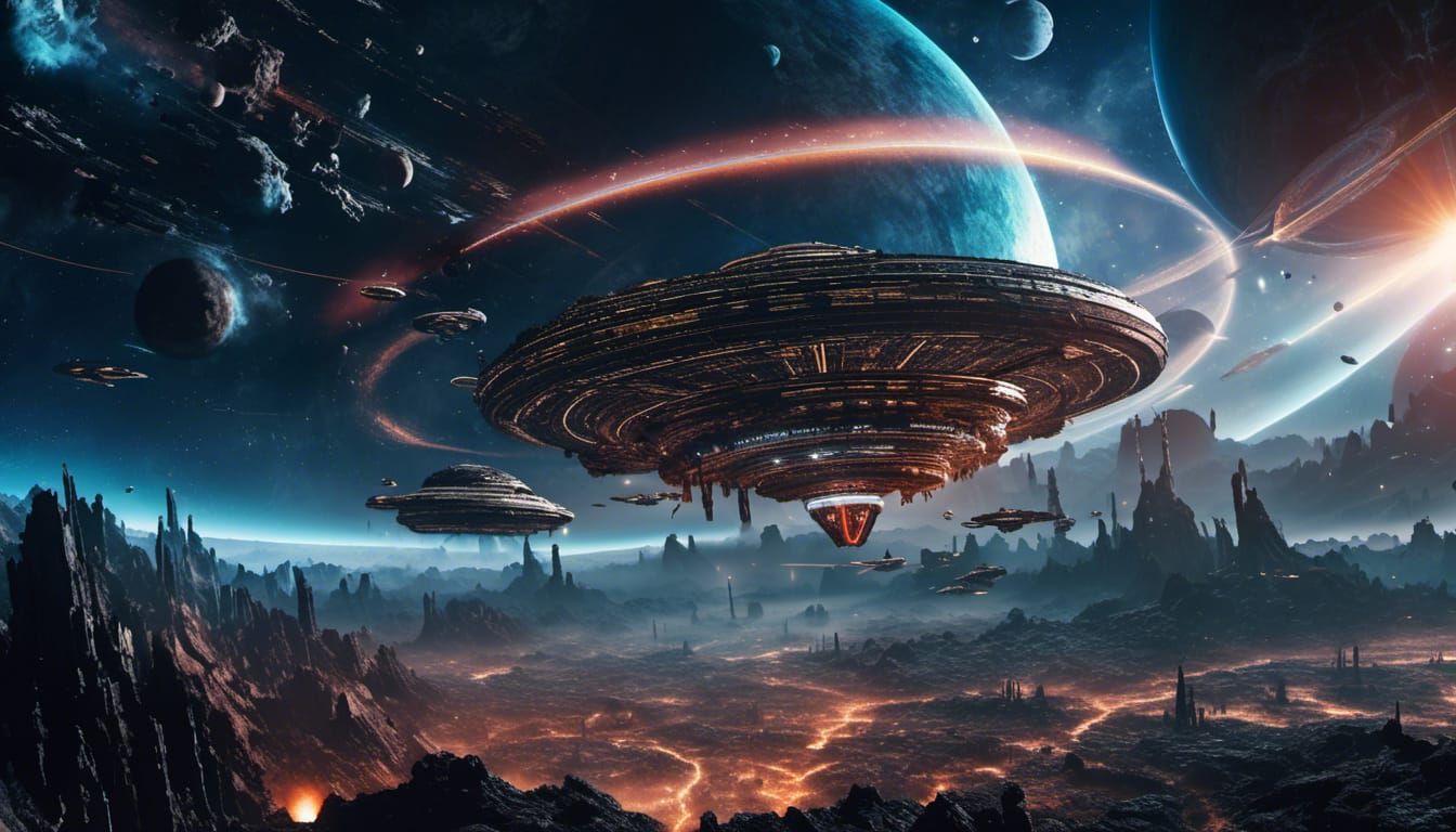 Star Trek Inspired Space Battle Scene in Outer Space