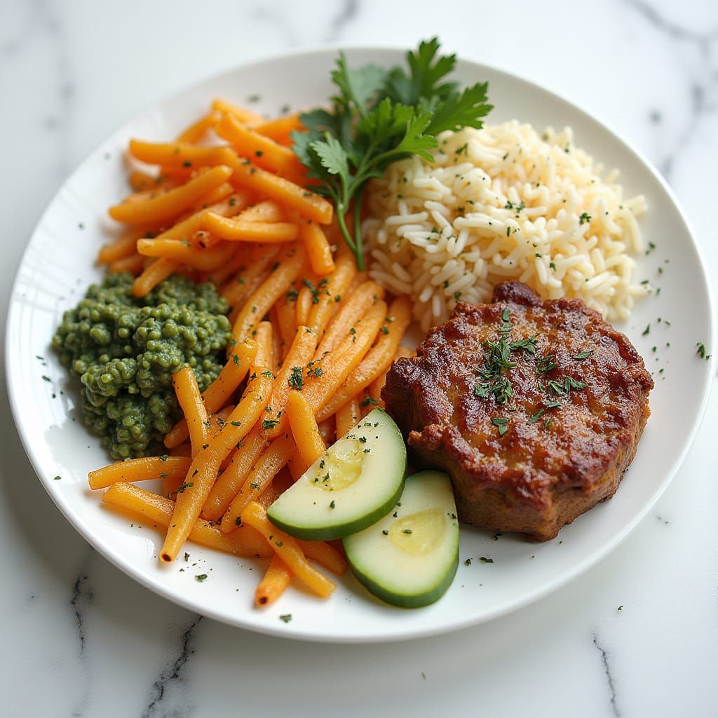 Four Devout Children Stand Amidst a Vibrant Farm Landscape i...