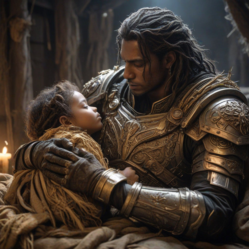Heroic Paladin Offers Comfort to a Young Sufferer in a Humbl...