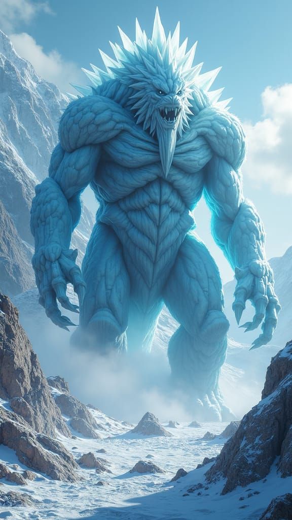 Icy Kaiju Emerges from Glacier in Hyperdetailed Matte Painti...